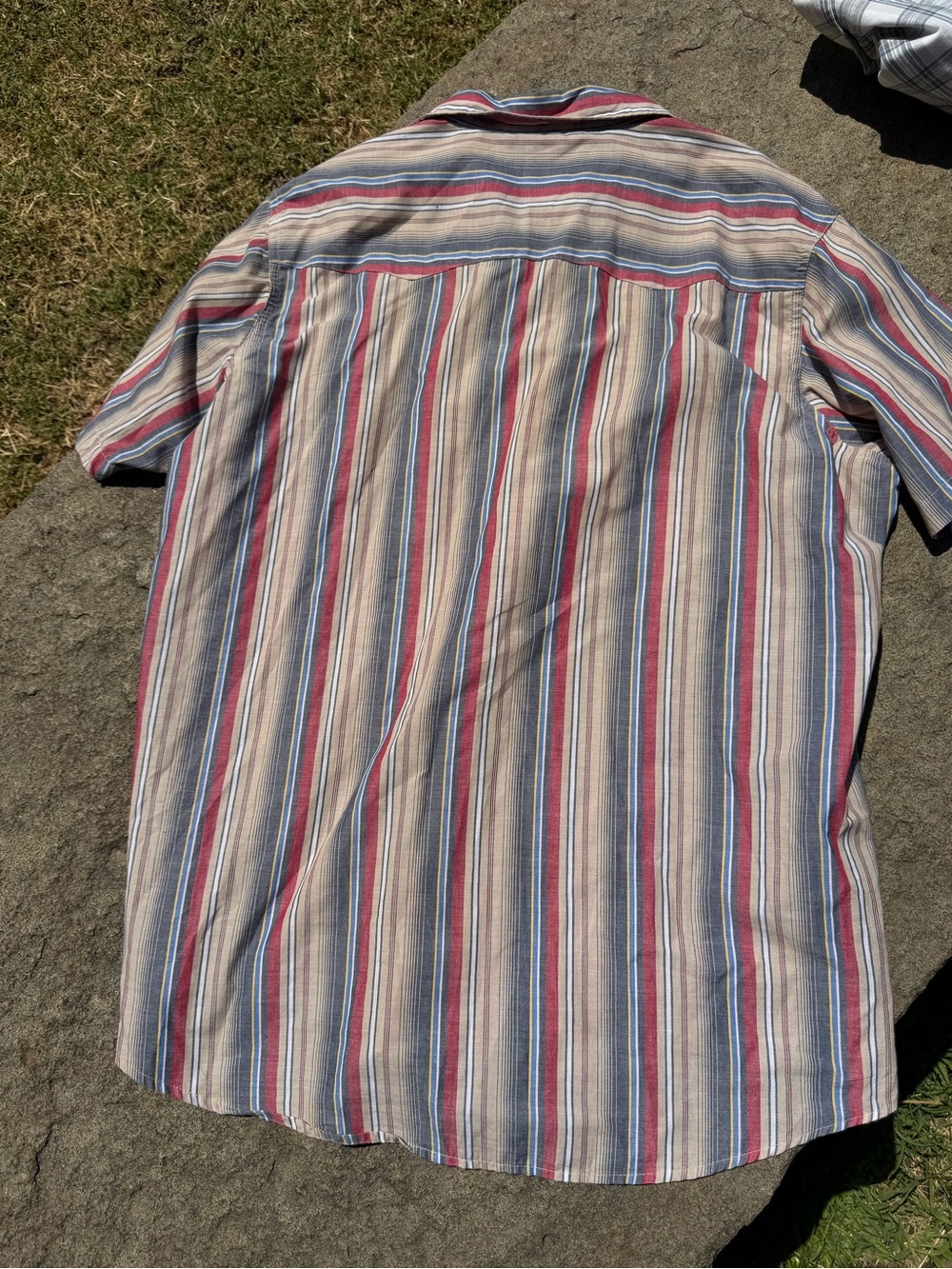 Vintage Wrangler Rancher Pearl Snap Western Shirt Men’s 2XT Striped Red Blue - Picture 5 of 6